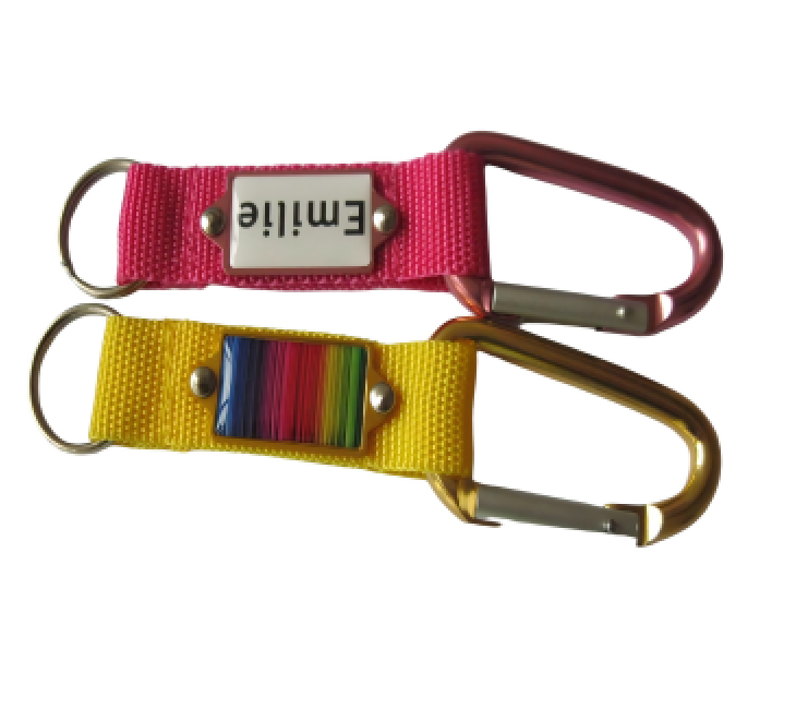 Carabiner+Strap+Metal Plate + Doming Logo Offset Printing