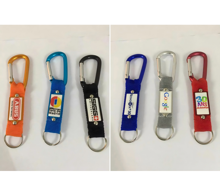 Carabiner+Strap+Metal Plate + Doming Logo Offset Printing