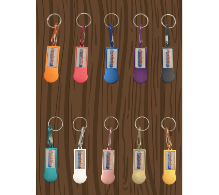 Aluminum Tag (hand cart lock)+Doming logo offset printing+12 sides of a coin